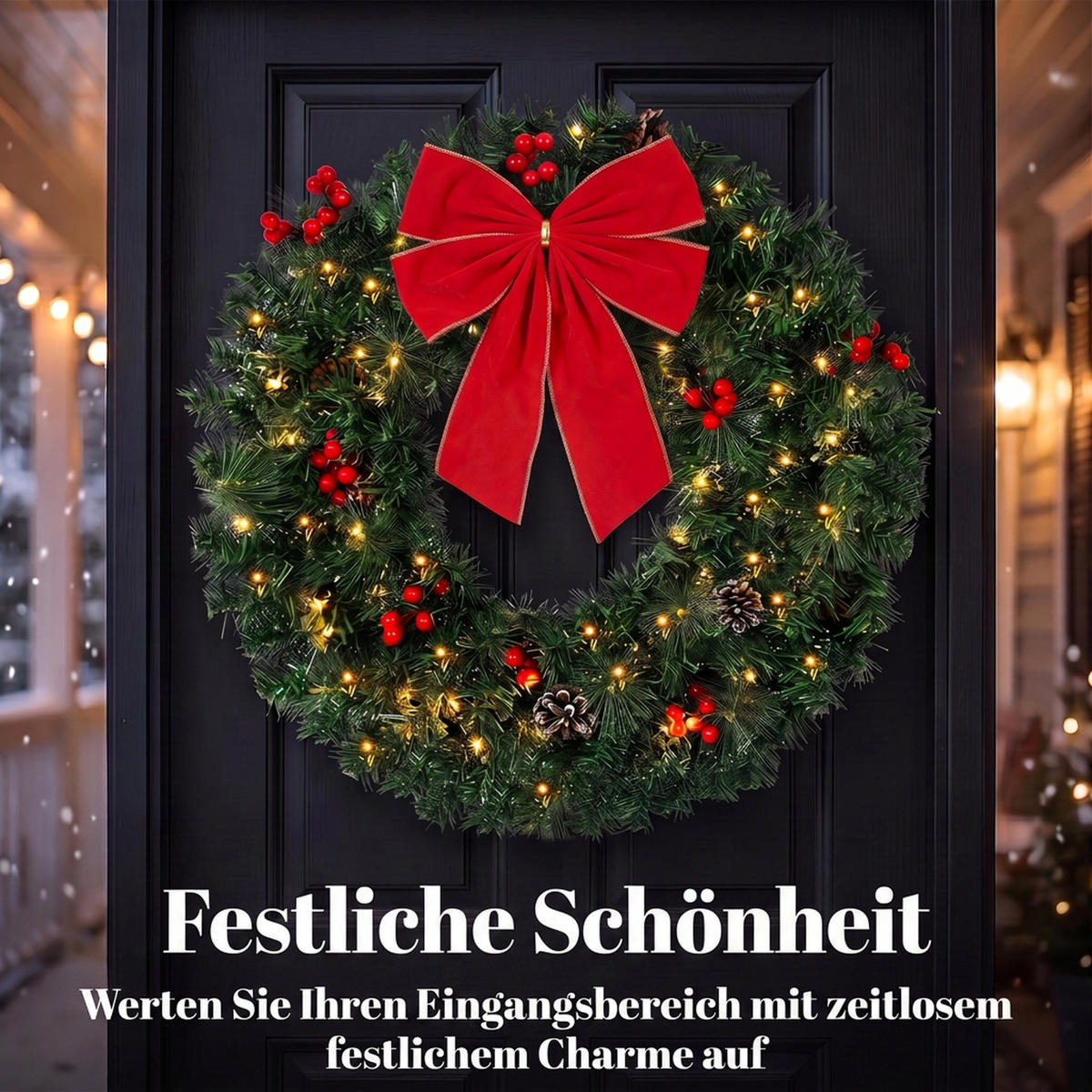 WEIHNACHTSKRANZ PVC Stahl Grün - Grün, Kunststoff (60/12/60cm) - HOMCOM