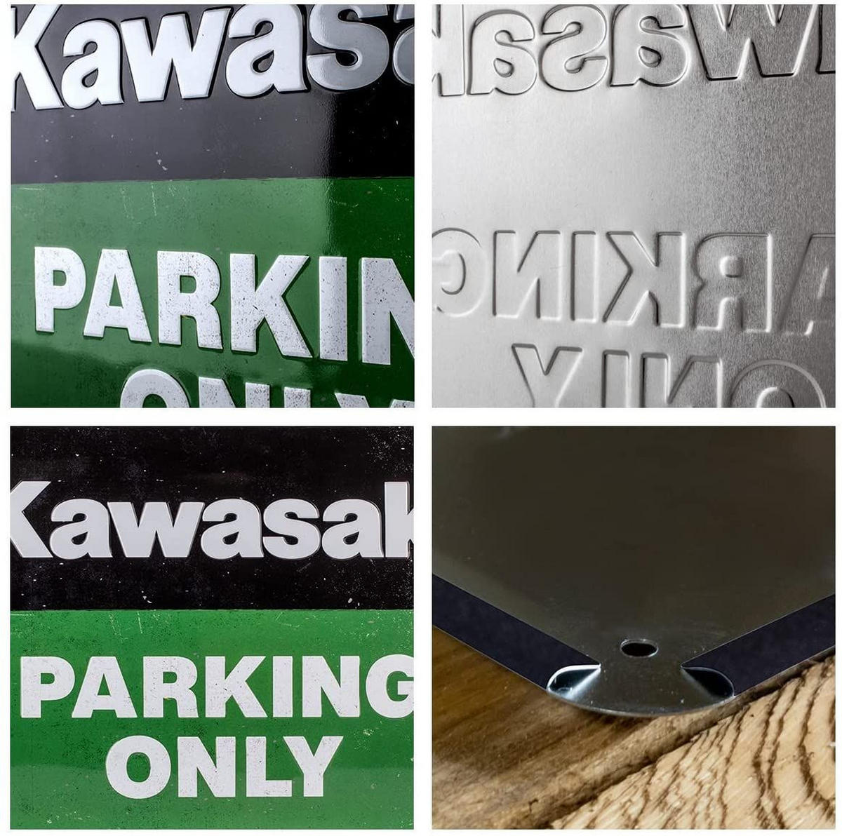 BLECHSCHILD 30/40 cm Kawasaki Parking Only Green - Multicolor, Metall (40/30/0.2cm) - Nostalgic-Art