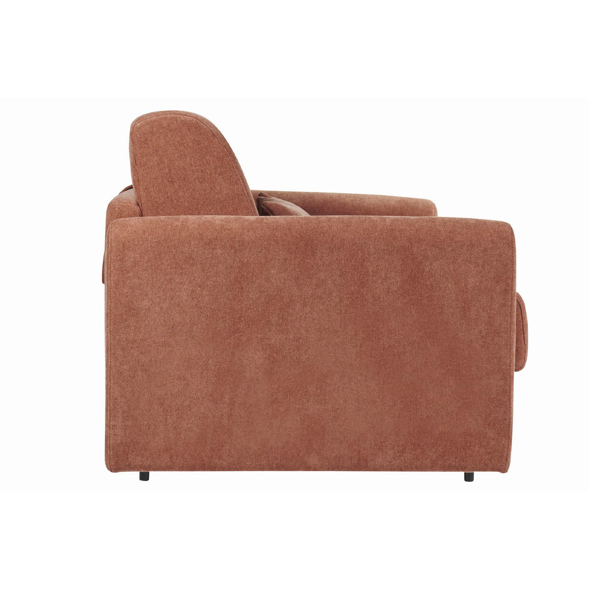 SCHLAFSOFA 3-Sitzer Stoff Samtoptik Terracotta Matratze 13cm LETTO - Terracotta, Textil (100/87/186cm) - Miliboo