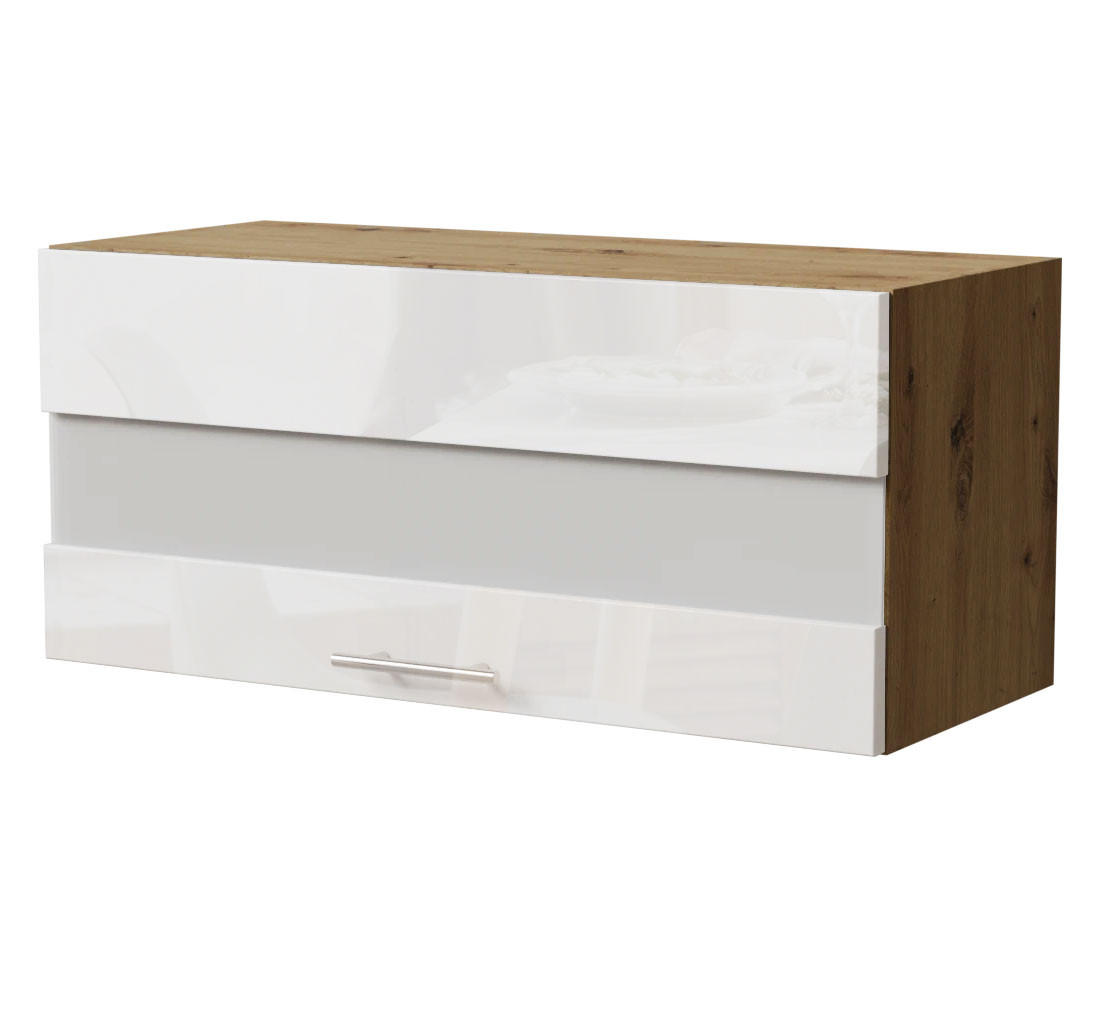 Feldmann-Wohnen Klapphängeschrank Weiß Hochglanz, Eiche Artisan 80x36x32.5 cm
