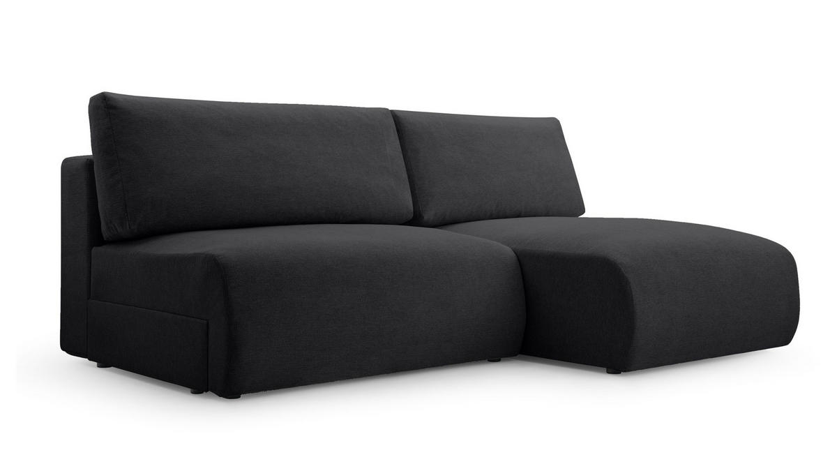ECKSOFA mit Schlaffunktion Greste, Schwarz - Schwarz, Textil (150/223cm) - Meblito