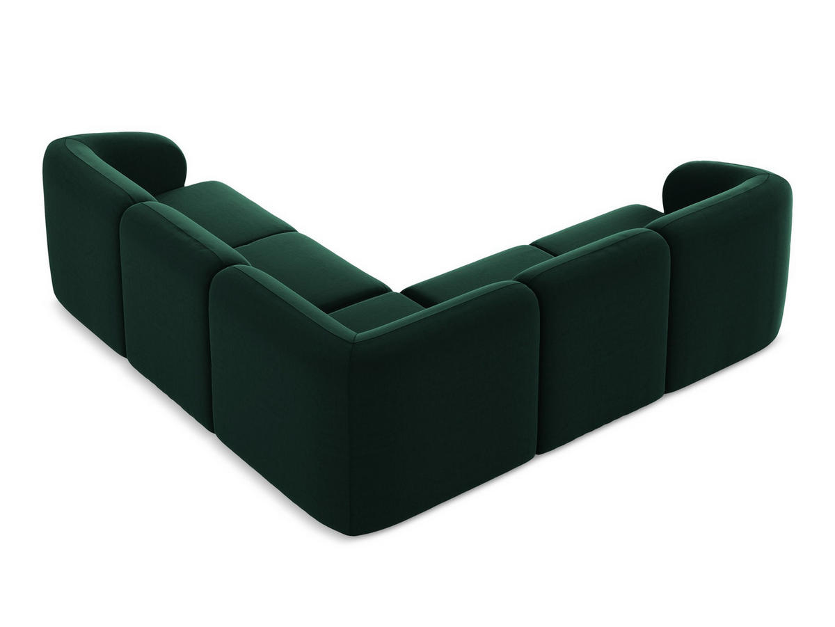 ECKSOFA Samt Stoff Grün - Dunkelgrün/Schwarz, Holzwerkstoff/Kunststoff (251/251cm) - Makamii