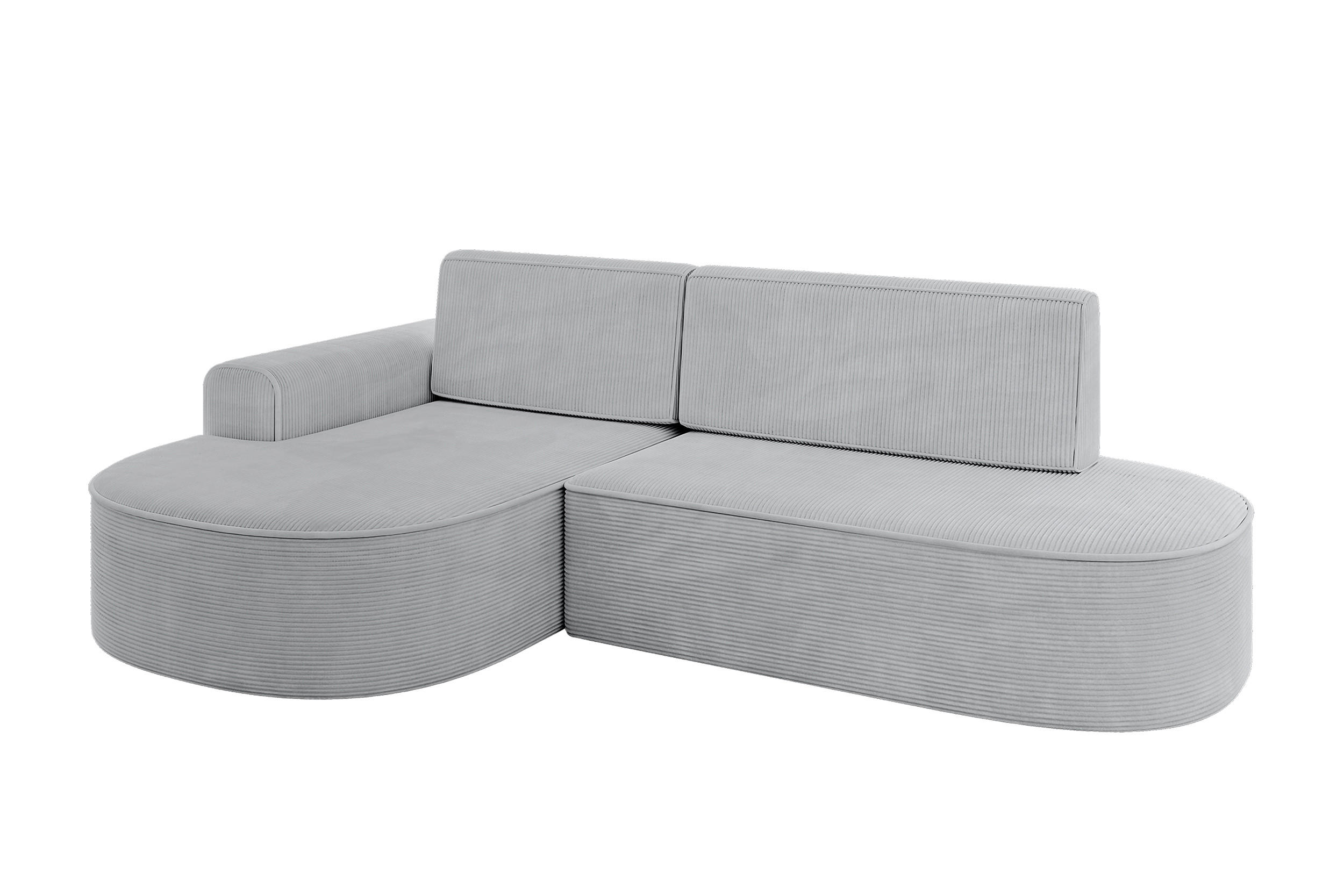 ECKSOFA mit Schlaffunktion und Bettkasten Ottomane Links MARI-L1-S - 283x167x85 cm Grau Cord - Graphitfarben/Schwarz, Holzwerkstoff/Kunststoff (283/167cm) - ALTDECOR