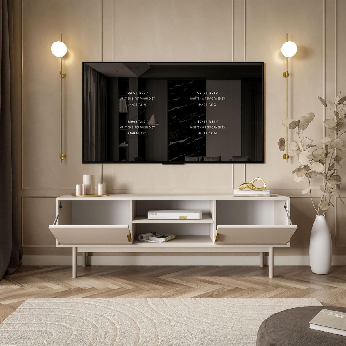 TV-ELEMENT MIRACLE zweitrürig Kaschmir - Kaschmir, Holzwerkstoff (154/53/39cm) - Lookway