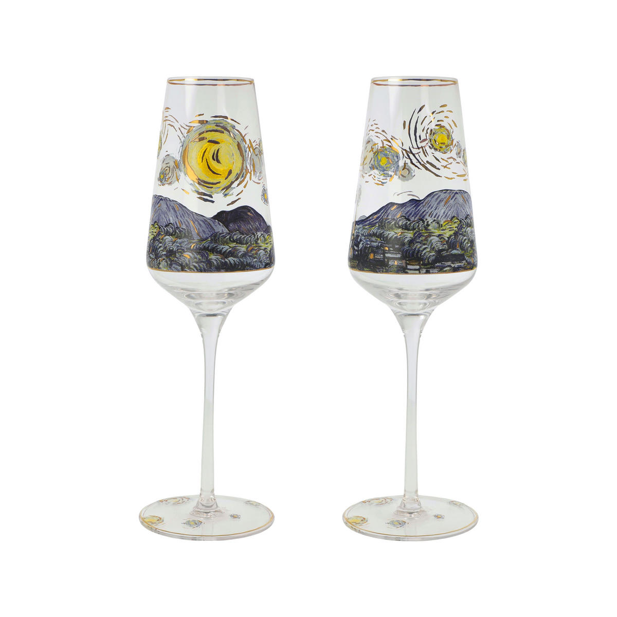 SEKTGLAS Vincent Van Gogh -Sternennacht, Glas, Bunt, Füllmenge 100 ml - Multicolor, Glas (0.15L) - Goebel