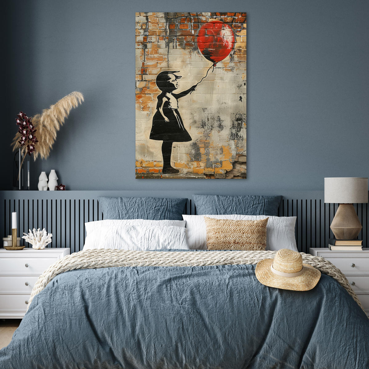 POSTER Graffiti - Banksy - Mädchen - Straßenkunst 80x120 cm - Sandfarben, Papier (80/120/0.1cm) - MuchoWow