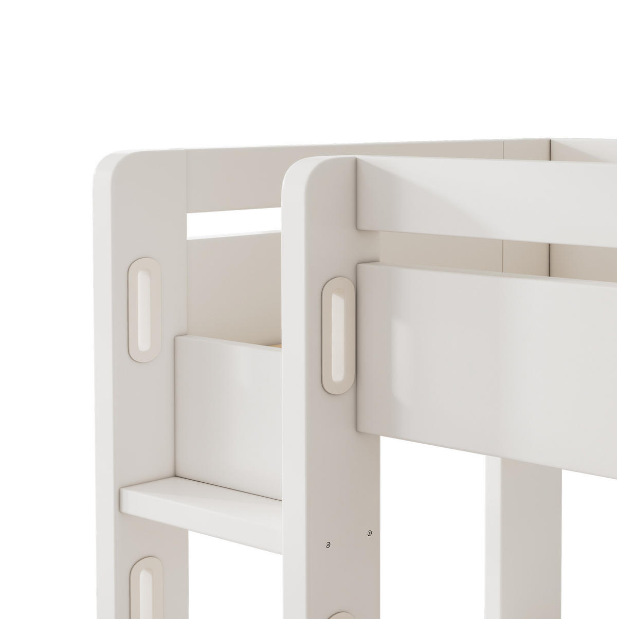 KINDEREINZELBETTEN aus Holz 90x200 cm in Weiß mit Schreibtisch & USB/Type-C-Ladefunktion - Weiß, Holz (90/200cm) - Modfu