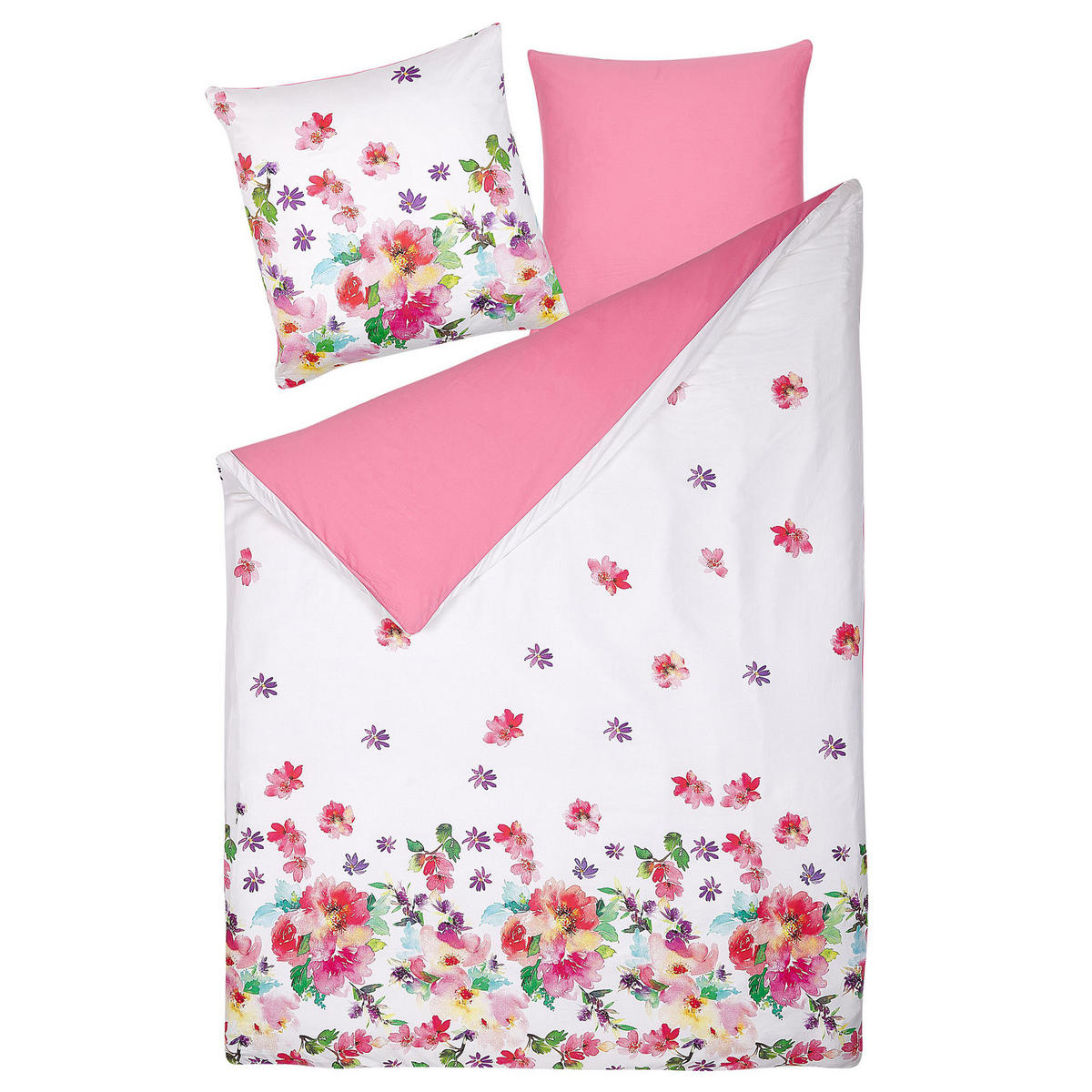 BETTWÄSCHE SET Larynhill 155x220 cm - Weiß, Textil (155/220cm) - Beliani