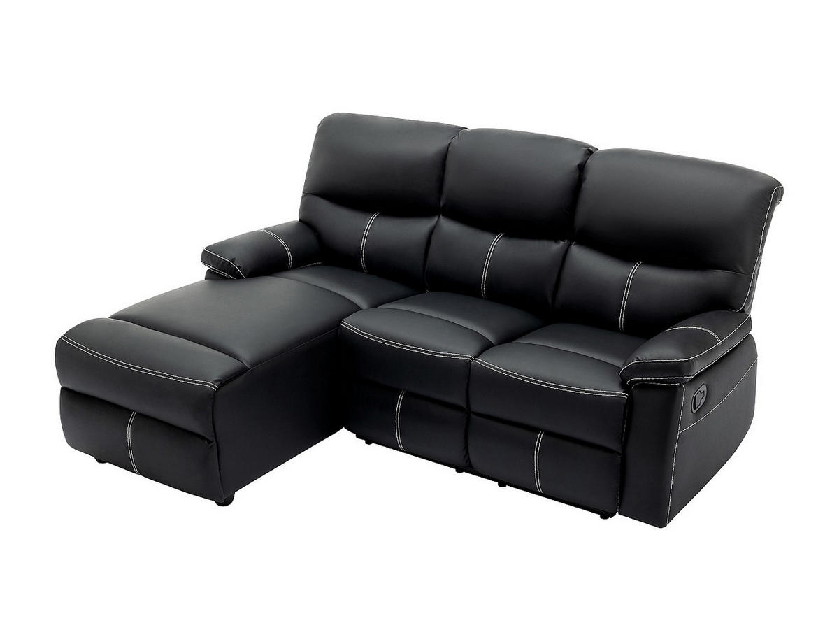 RELAXSOFA - 4 Personen - Kunstleder - Schwarz - Schwarz, Leder (189/98/151cm) - Vente-Unique