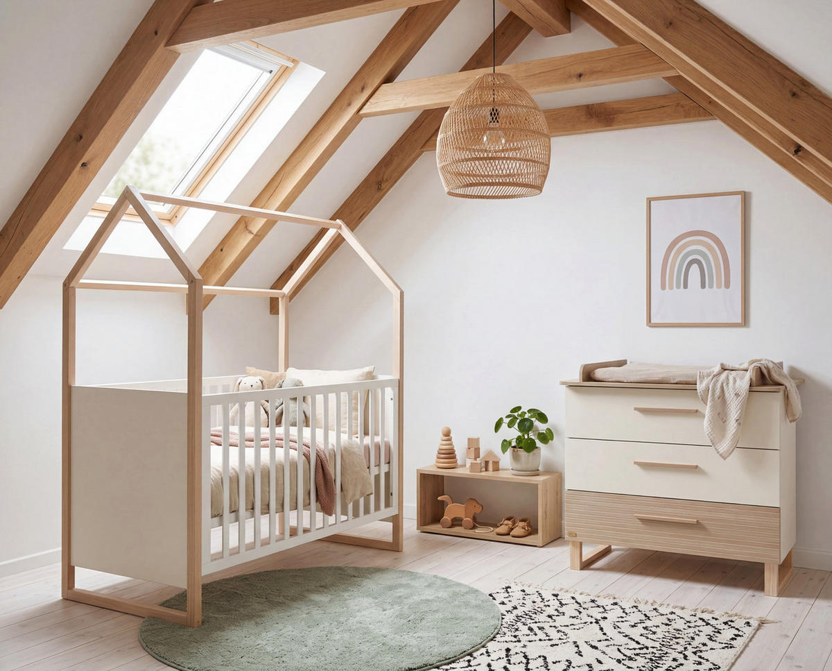 BABYMÖBEL-SET Noah 2-teilig - 60 x 120 cm Bett - Eichefarben/Naturfarben, Holz/Holzwerkstoff (127/153/67.5cm) - Roba