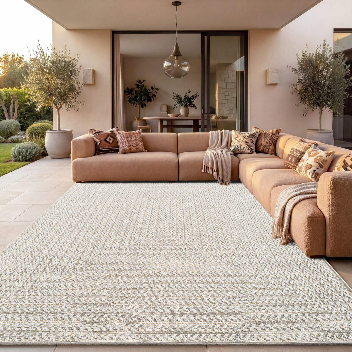OUTDOORTEPPICH 200/290 cm Waregem 627 - Creme, Kunststoff (200/290cm) - Paco Home