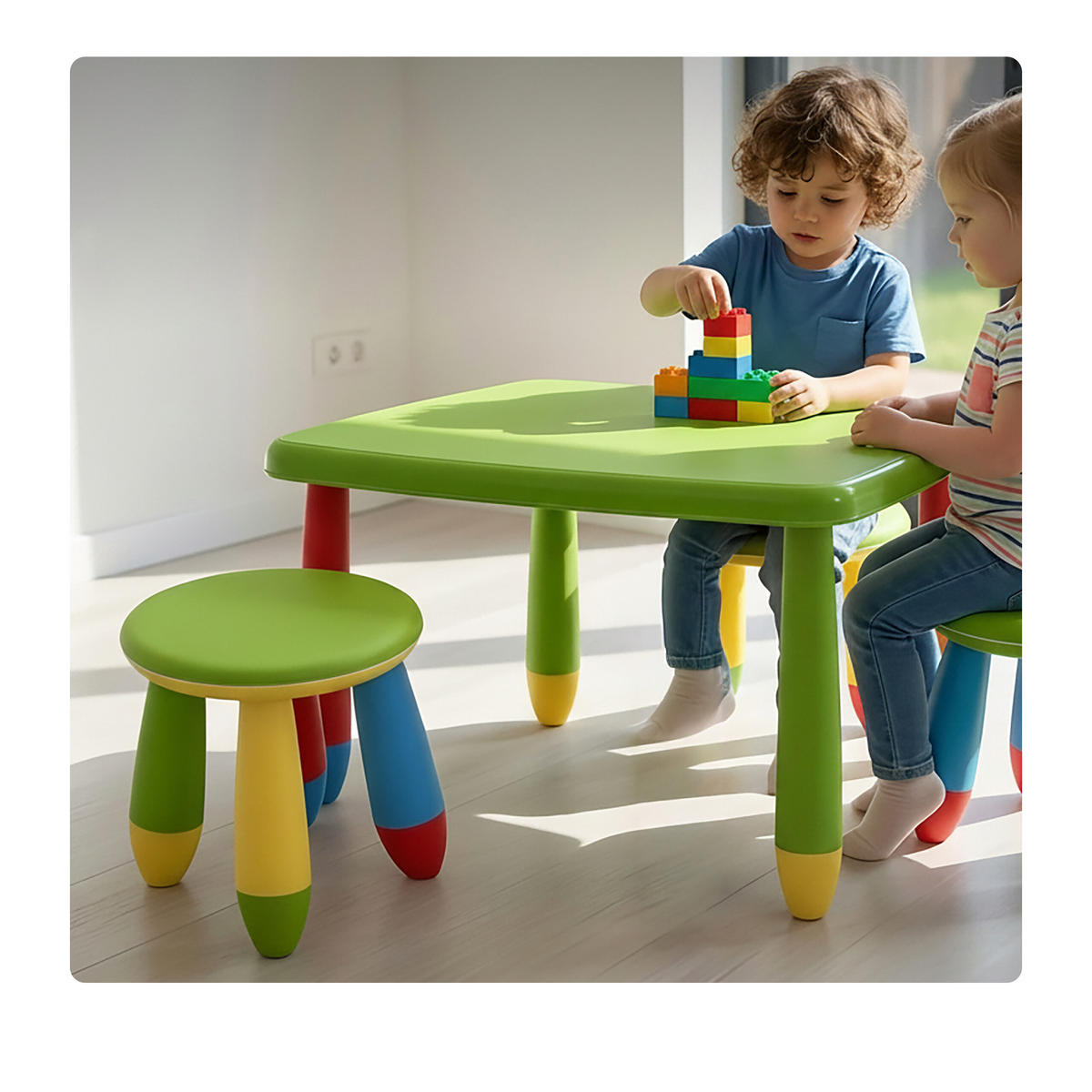 STOLIČKA Barevná dětská plastová výška sedu 26 cm - různobarevná, plast (28/26/28cm) - Relaxdays