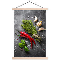 POSTER Pfeffer - Kräuter - Gewürze - Beton 60x90 cm - Dunkelgrau, Textil (60/90/0.15cm) - MuchoWow