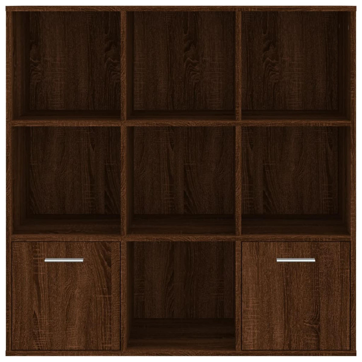 BÜCHERREGAL mit 7 Fächern, 2 Türen 98/30/98 cm aus Holzwerkstoff Braun Eichen-Optik - Dunkelbraun, Holz (98/98/30cm) - vidaXL