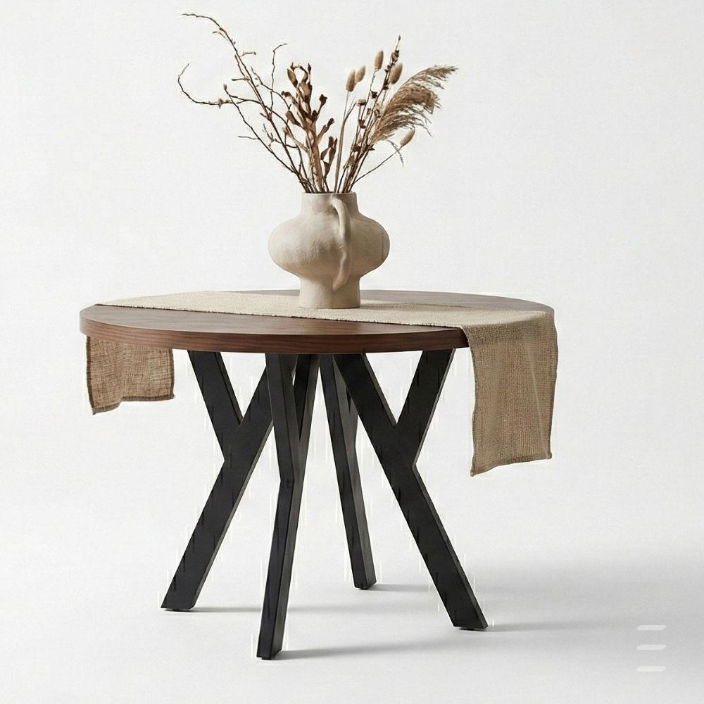 Dekori_Interiors Esstisch Dunkelbraun, Schwarz 90x77x140 cm
