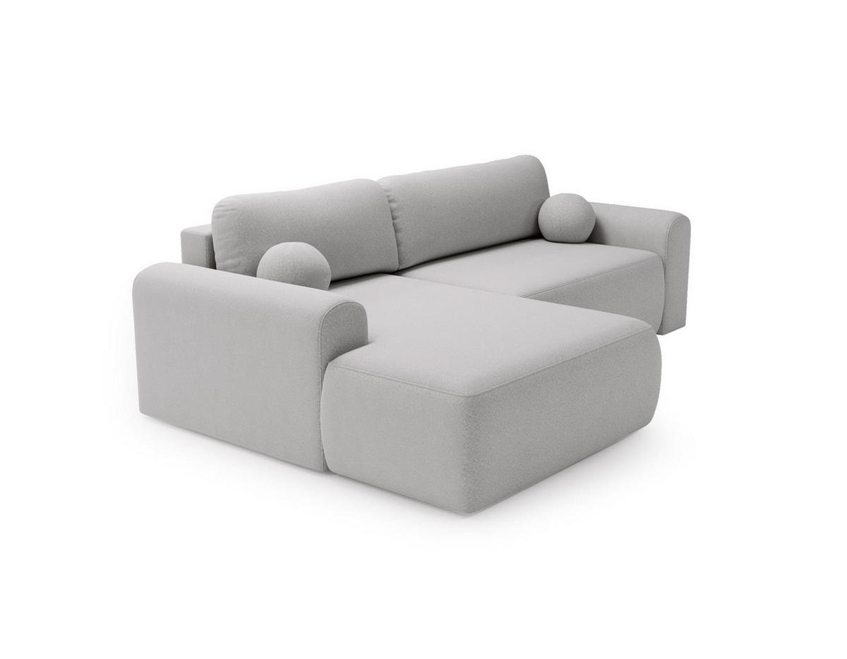 ECKSOFA Aurora Hellgrau, mit Schlaffunktion in Lambi Stoff, linke seite - Hellgrau, Holzwerkstoff/Textil (257/177cm) - Bettso