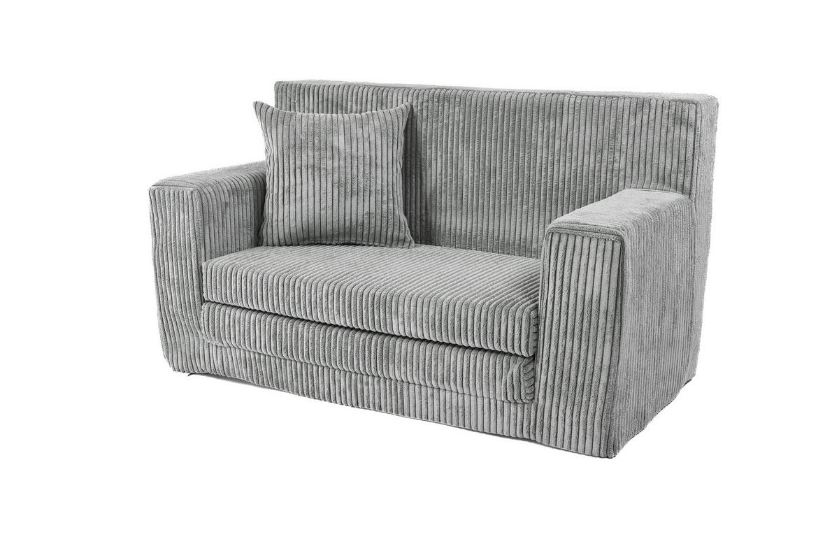 KINDERSOFA aus Kuschel-Cord in Hellgrau - Hellgrau, Textil (83/47/43cm) - Fortisline