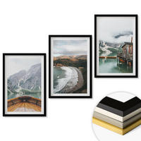 WANDBILDER 3er-Set - 40x60 cm Schwarzer Rahmen - Berge, See, Boot, Strand, Landschaft - Schwarz, Kunststoff (40/60cm) - ArtPrintCave