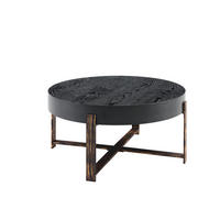 COUCHTISCH 68/36 cm in Schwarz mit Metallgestell im Vintage-Industriedesign - Schwarz, Holzwerkstoff (68/68/36cm) - Flora Grace