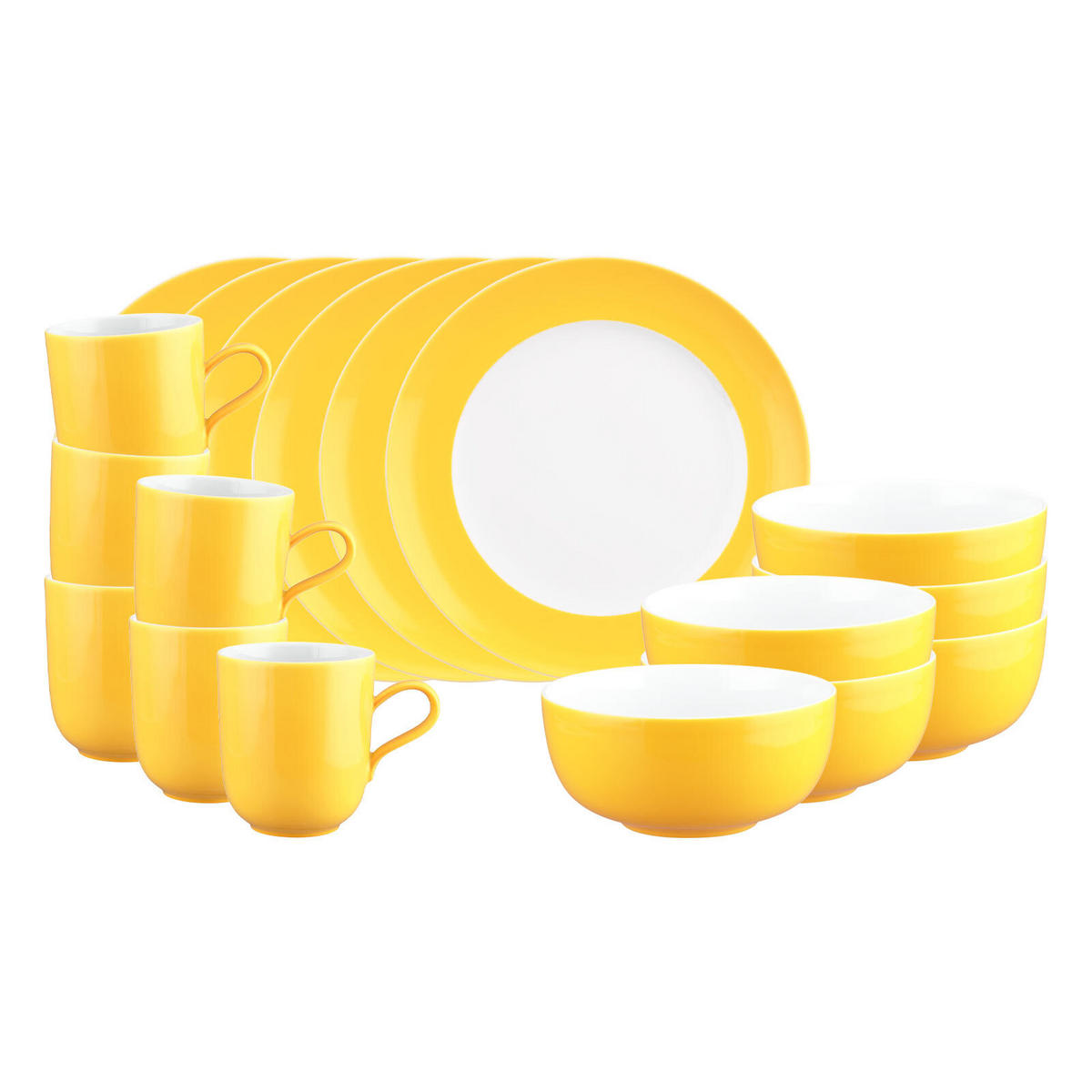 FRÜHSTÜCKS-SET Liberty Pure Colors Yellow Glow 18er Set - Gelb, Keramik (1/1/1cm) - Seltmann Weiden