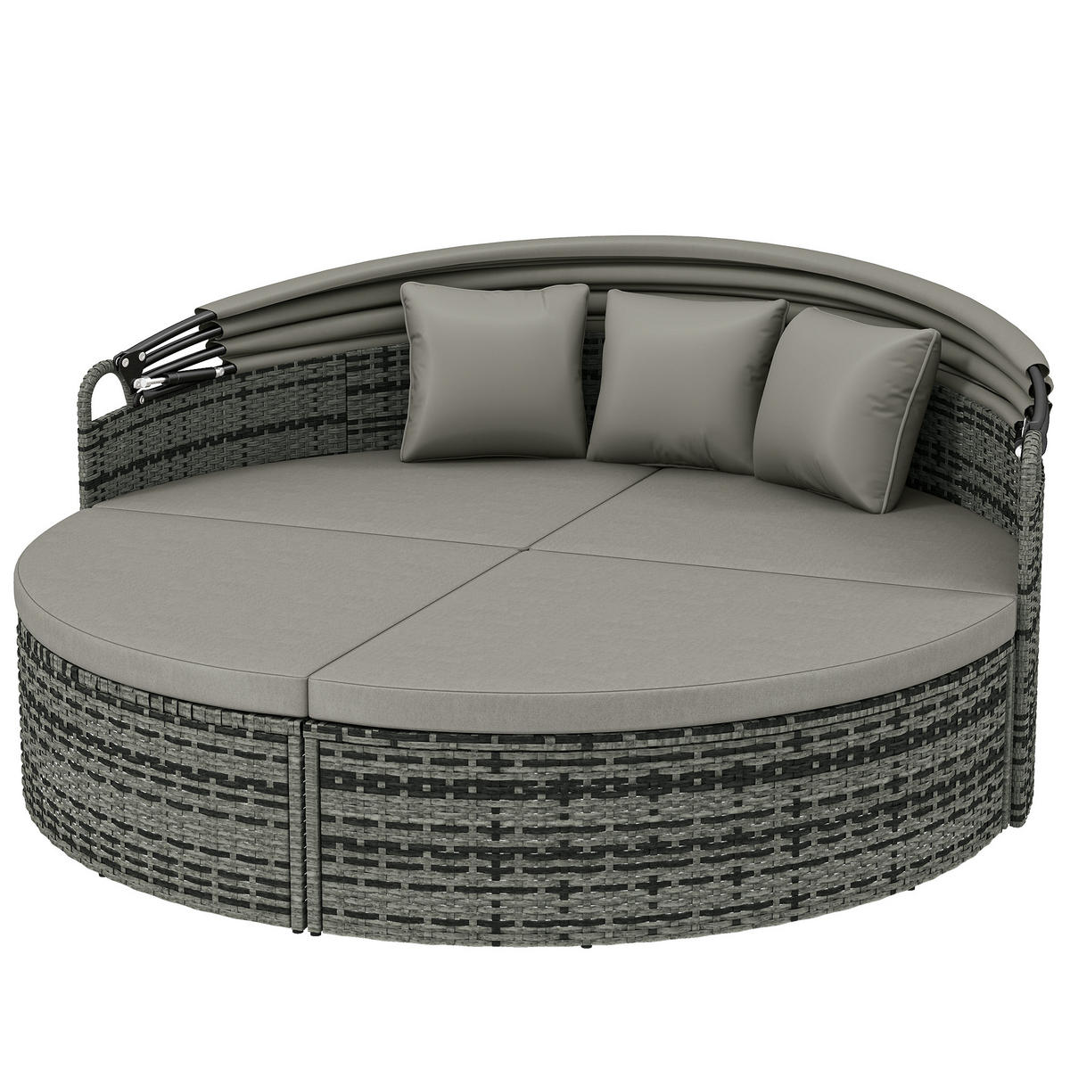 SONNENINSEL 3tlg DE-13688 mit Markise Hellgrau - Hellgrau, Metall (175/146/180cm) - ComfortXL