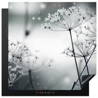 HERDABDECKPLATTE Blumen - Winter - Schnee - Natur Induktionsmatte 78x78 cm - Grau, Kunststoff (78/78/0.2cm) - MuchoWow