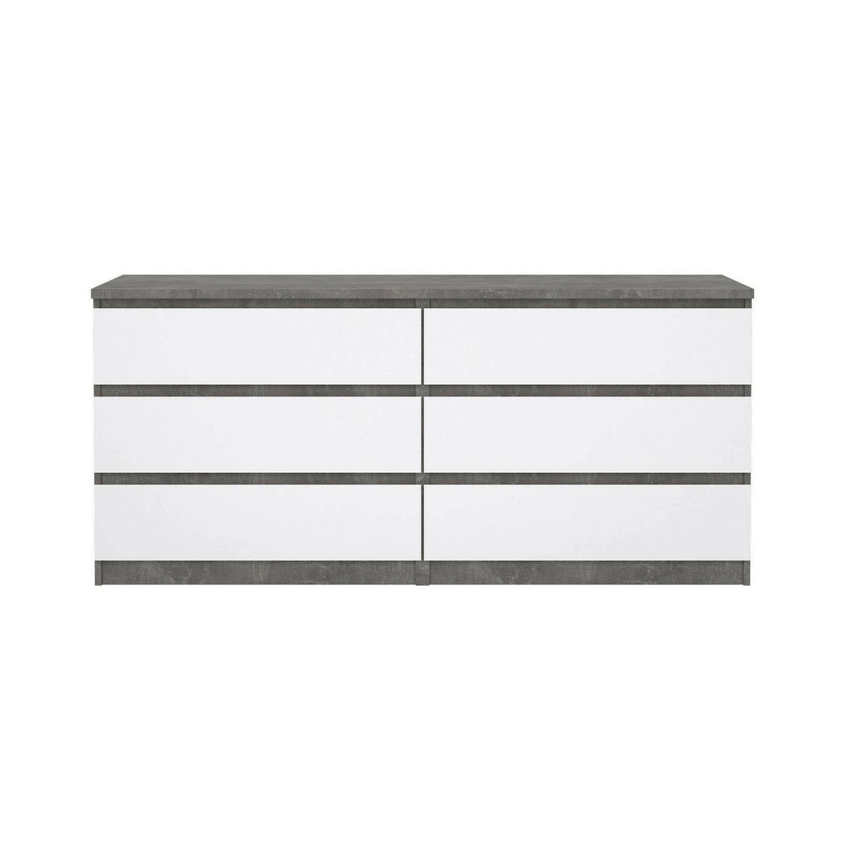 KOMMODE Zement, Glänzendes Weiß 50/153.8/70.1 cm - Grau, Holzwerkstoff (153.8/70.1/50cm) - DMORA