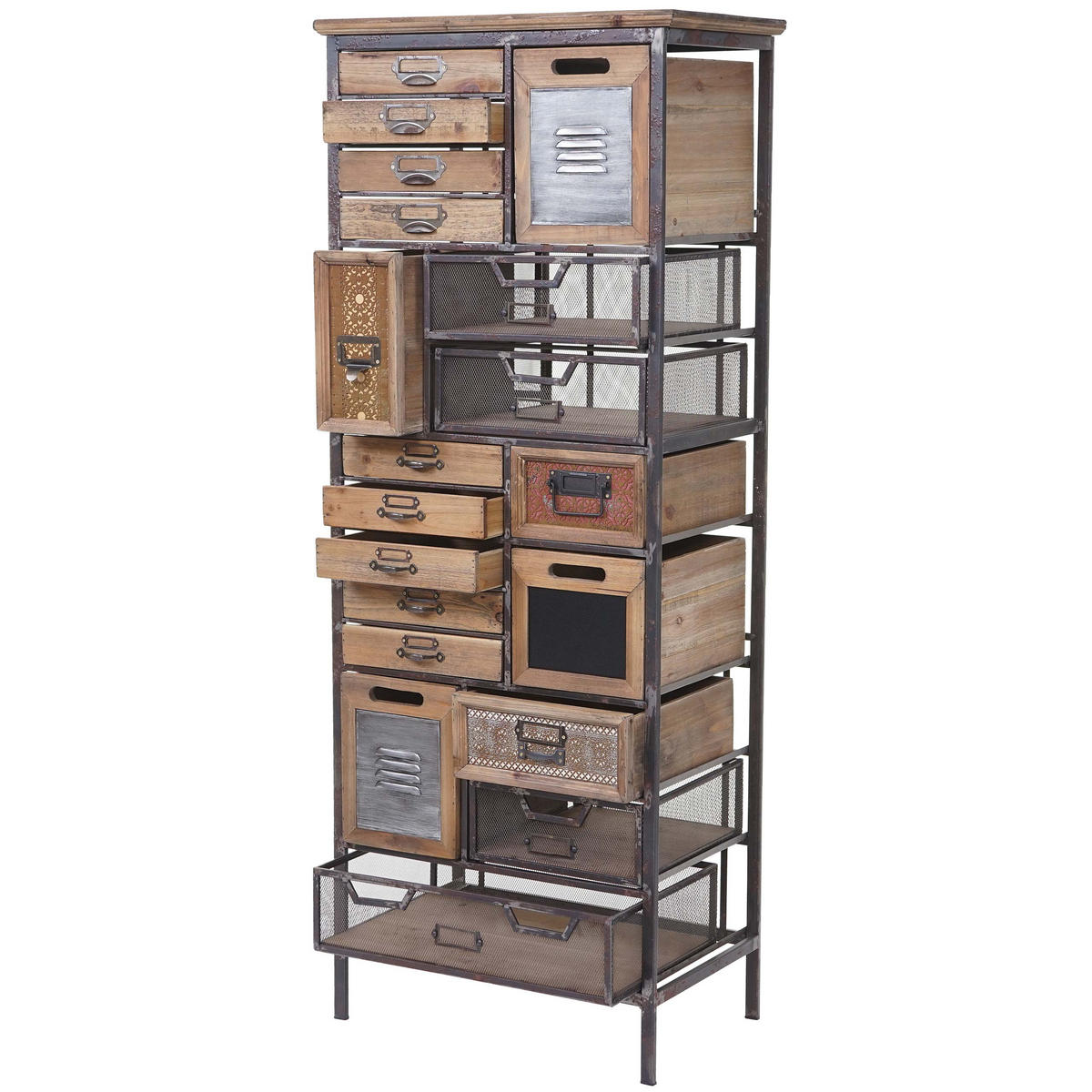 APOTHEKER-SCHRANK TANNE MASSIV Multicolor - Multicolor, Holz (56/143/33cm) - MCW