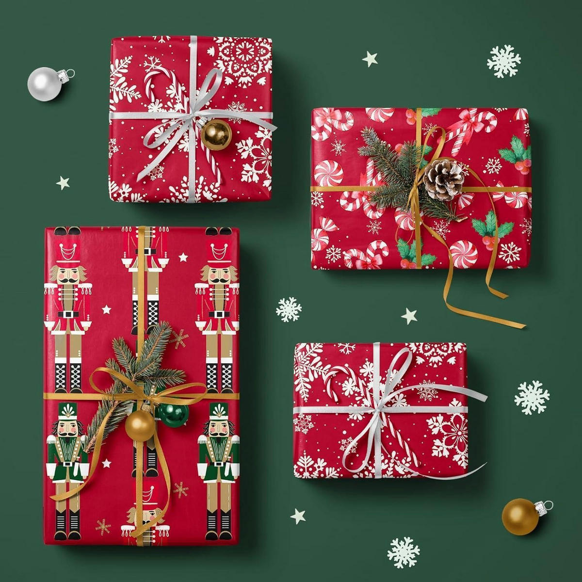 GESCHENKPAPIER 3er Set Weihnachtsmotive 43,2 cm x 3 m - Rot, Papier (4/44/10cm)