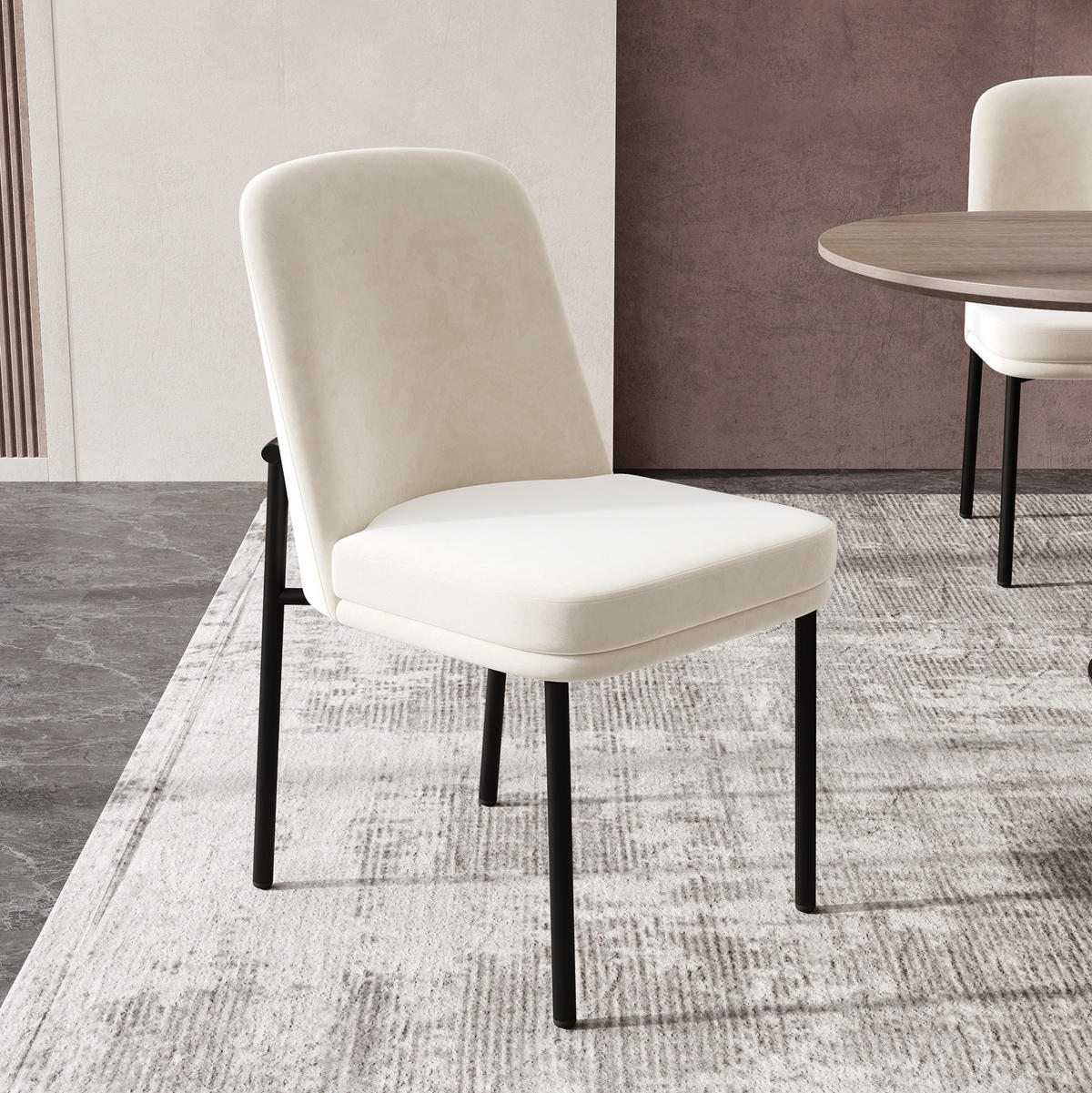 ESSZIMMERSTUHL 2er-Set mit Samtbezug Beige Schwarz - Beige, Metall (53/82/42.5cm) - Meubliv