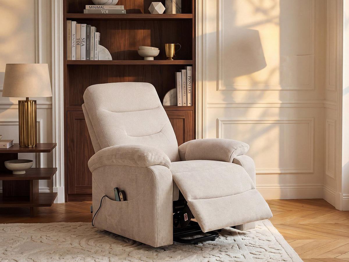 MASSAGESESSEL - 1 Person - stoff - beige Flunel - Beige, Textil/Metall (84.5/106/94.5cm) - Vente-Unique
