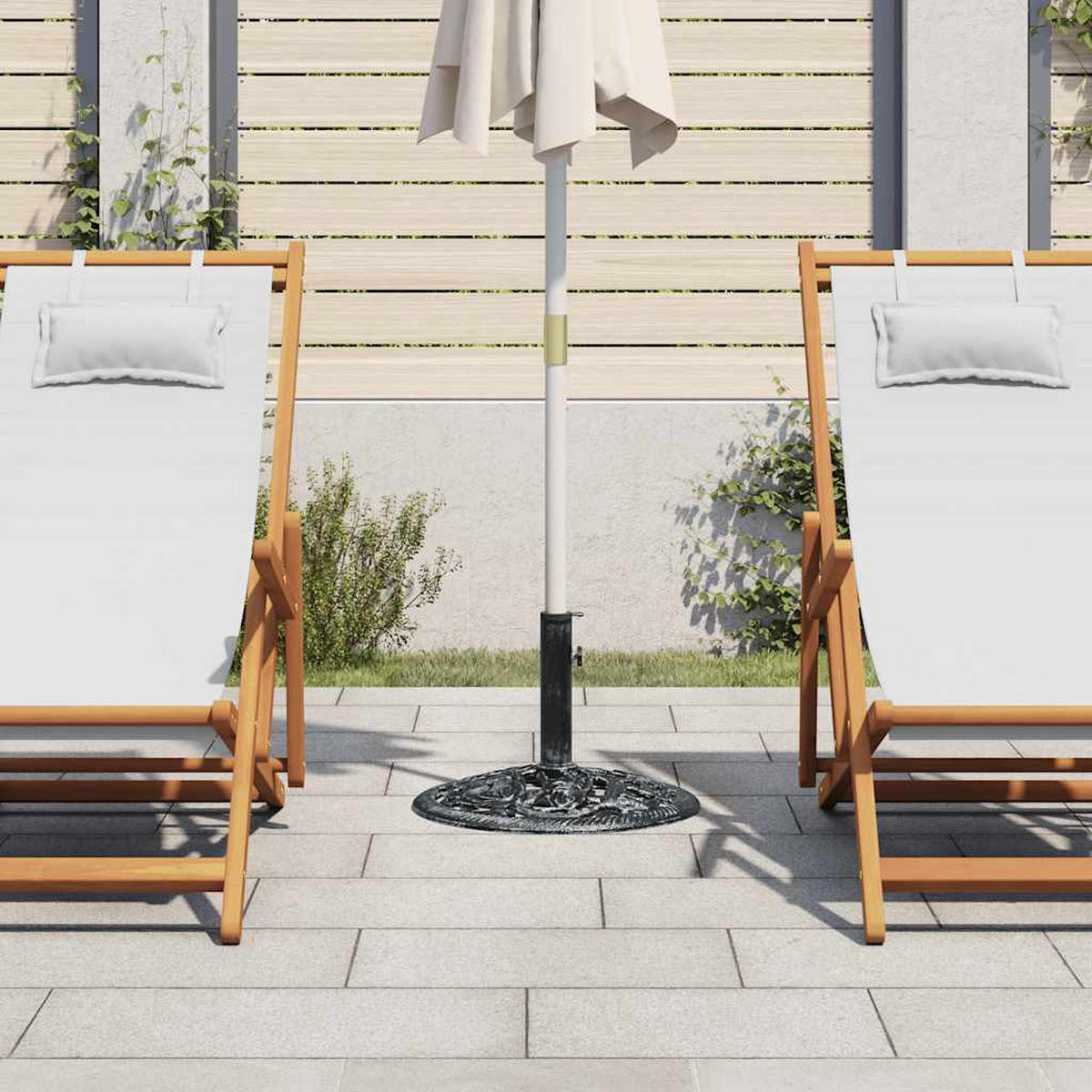SONNENSCHIRMSTÄNDER Gusseisen 12 Kg 48 Cm - Schwarz, Metall (48/48cm) - vidaXL