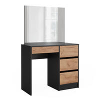 SCHMINKTISCH Sherry Anthrazit/Goldkraft Eiche 90 cm mit Spiegel - Anthrazit/Eiche Wotan, Holzwerkstoff (90/75/40cm) - Vicco