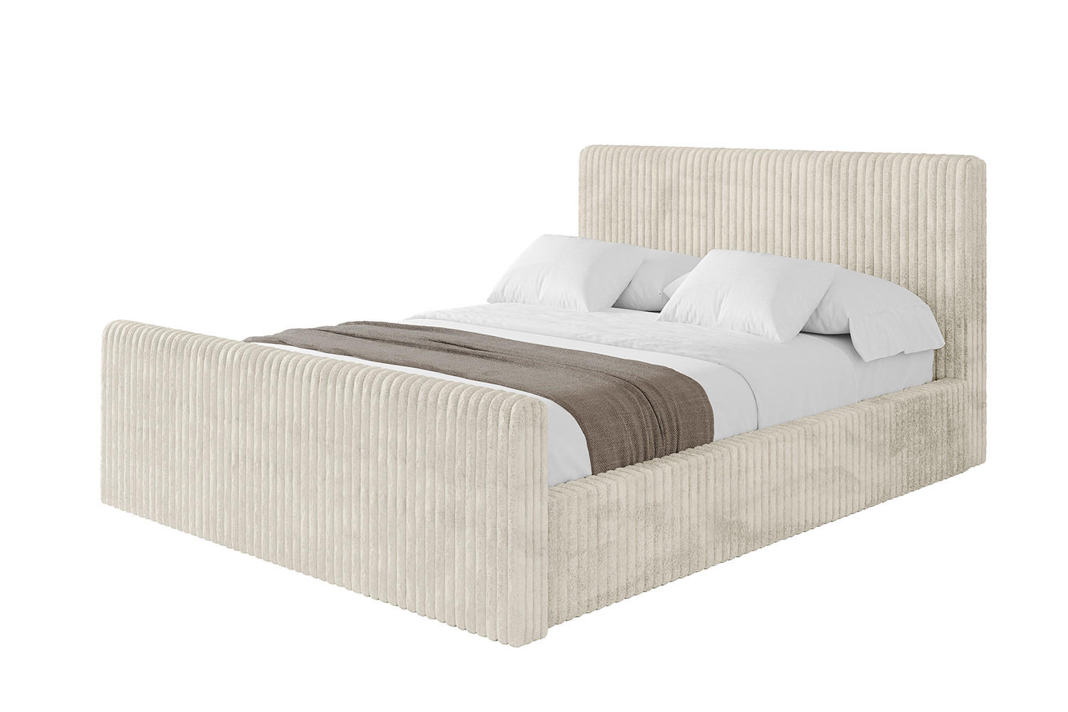 POLSTERBETT mit Bettkasten, Fußteil und Lattenrost, Boxbett mit Matratze H3/H4 - ALOVA-Z-V1 - Beige, Holzwerkstoff/Textil (180/200cm) - ALTDECOR