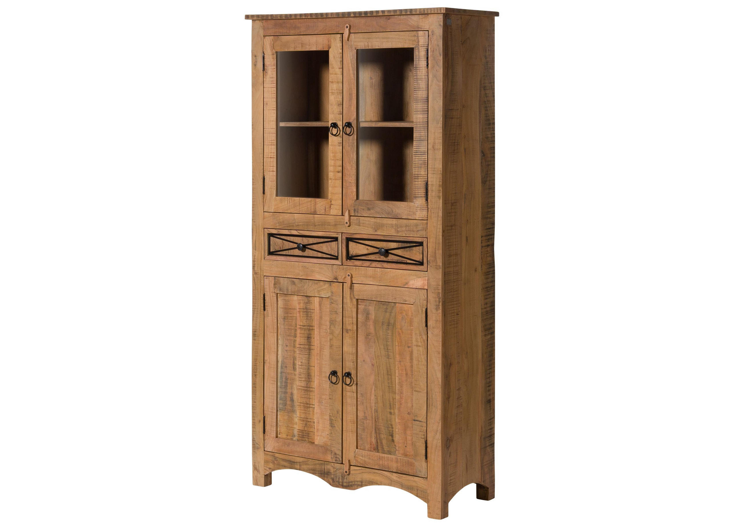 VITRINE Akazie 90x40x180 natur versiegelt NATURE OF SPIRIT #208 - Braun, Holz (90/180/40cm) - Massivmoebel24