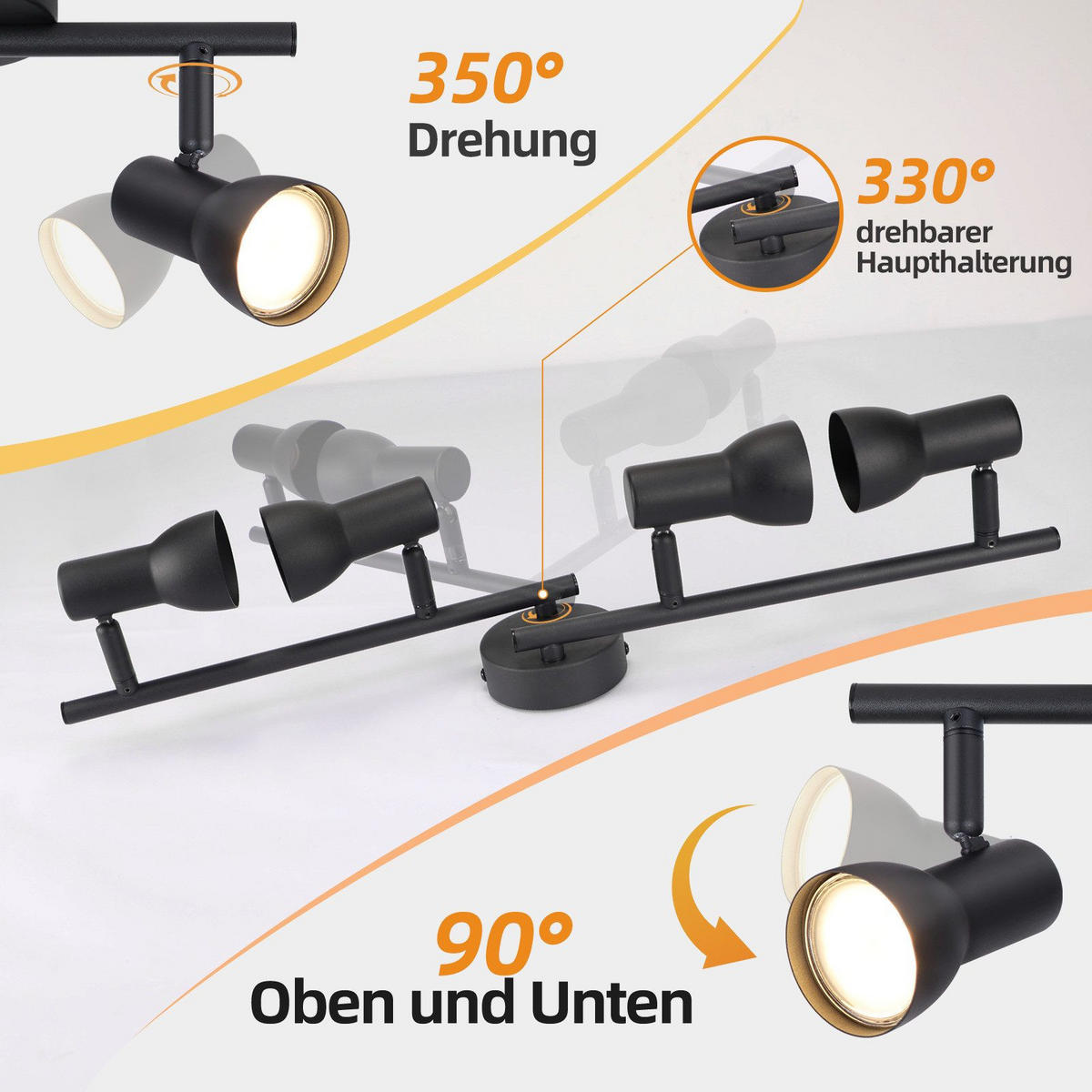 DECKENLEUCHTE Wärmeflügel 60.5/8/16.5cm - Schwarz, Metall (60.5/8/16.5cm) - Nettlife