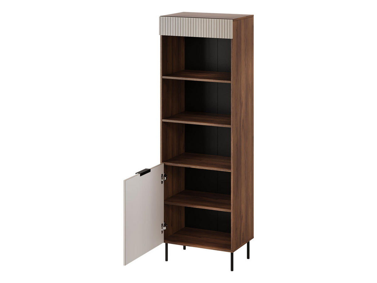 VITRINE Almera 03 - Kaschmir/Nussbaumfarben, Holzwerkstoff/Metall (60/185/42cm) - MIRJAN24
