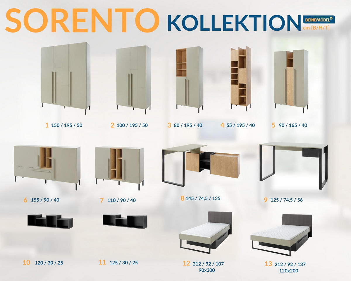 KINDERSCHREIBTISCH SORENTO 09 125/56/75 in Eukalyptus/Baltic Düne Eiche/Schwarzer Onyx - Eukalyptusholzfarben/Eichefarben, Holzwerkstoff (125/75/56cm) - Deine Möbel 24