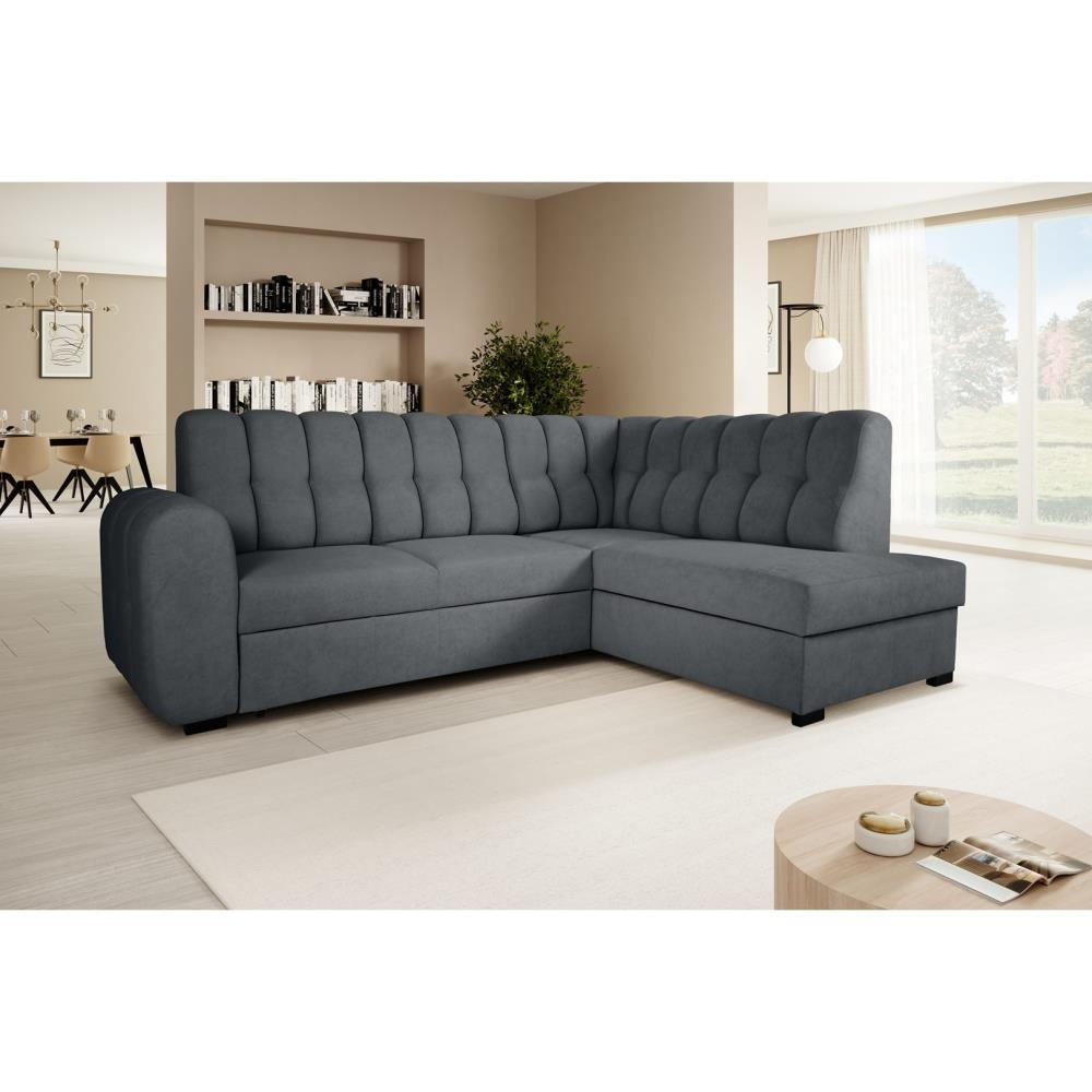 ECKSCHLAFSOFA Zoja rechts dunkelgrau - Dunkelgrau/Schwarz, Textil (261/193cm) - Beautysofa