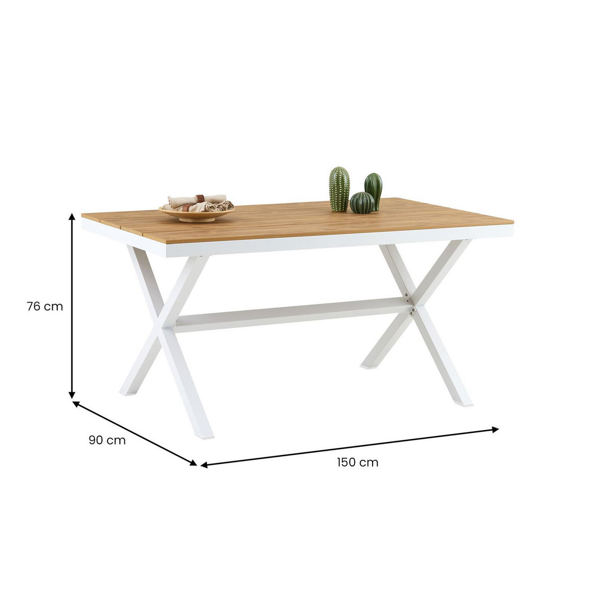 GARTENTISCH WINDY - Weiß, Metall (90/150/76cm) - IDIMEX