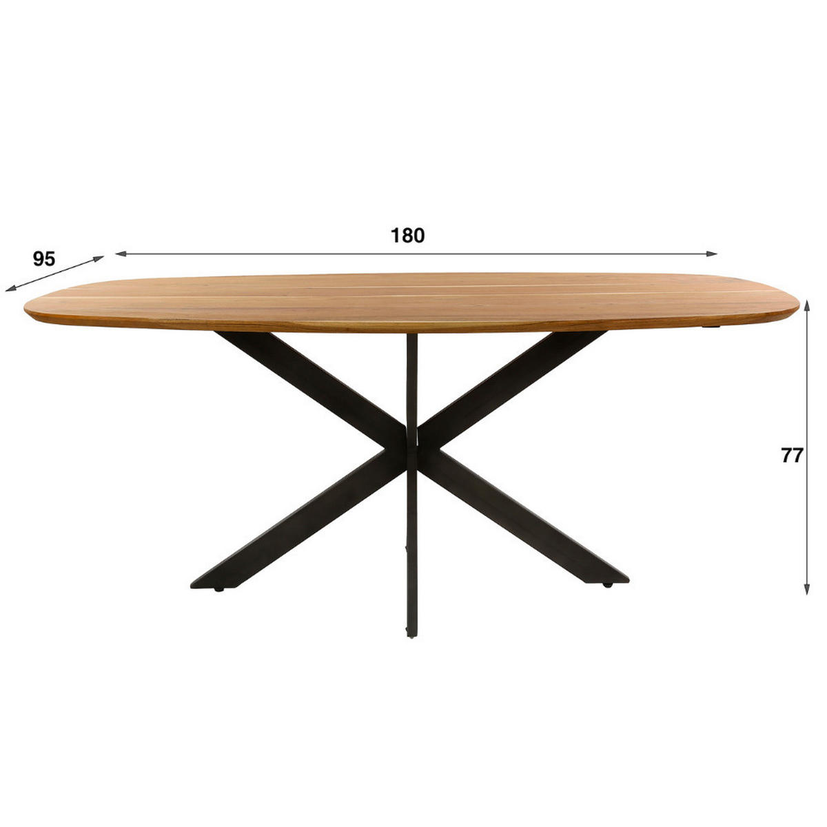 ESSTISCH ALVAR FLOW Braun Massivholztisch aus Akazie 180 cm - Hellbraun, Holz (180/95/77cm) - alesvelt