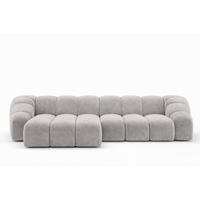 ECKSOFA Modulare L-Form, Veloursstoff Bluvel, Grau, Links, CROISSANT L - Grau, Holz (305/190cm) - Kaiser Möbel