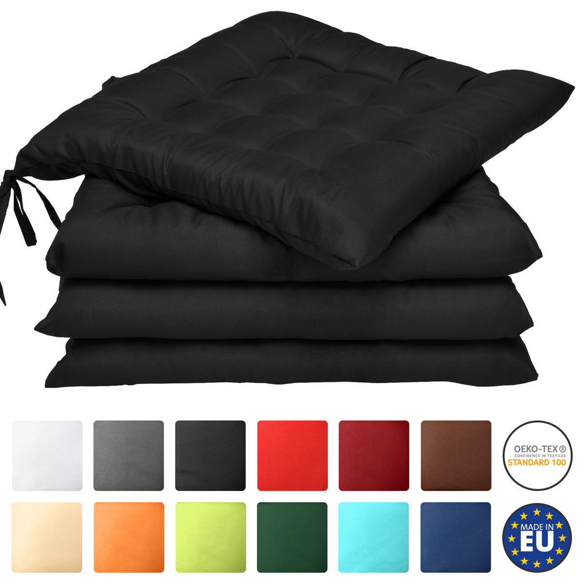 STUHLKISSEN Lea 40/40/5 cm Schwarz 4tlg - Schwarz, Textil (40/40cm) - Beautissu 