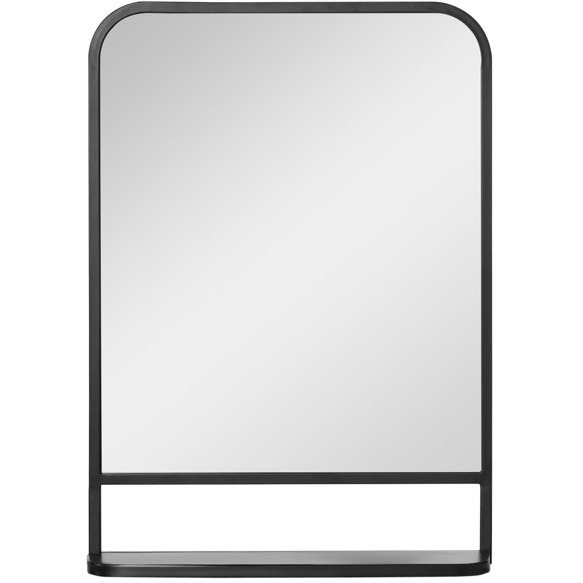 WANDSPIEGEL 70/10,2/50 cm schwarz aus Eisen mit Ablage - Schwarz, Metall (10.2/50/70cm) - OKWISH