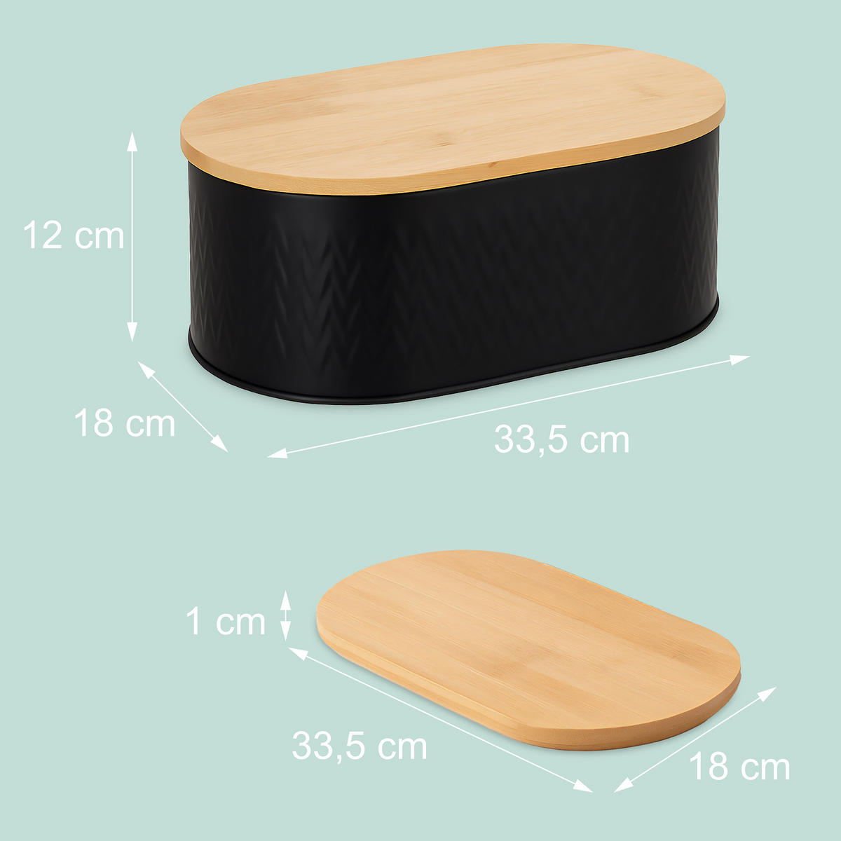 BROTKASTEN - Schwarz, Holz/Metall (33.5/12/18cm) - Relaxdays