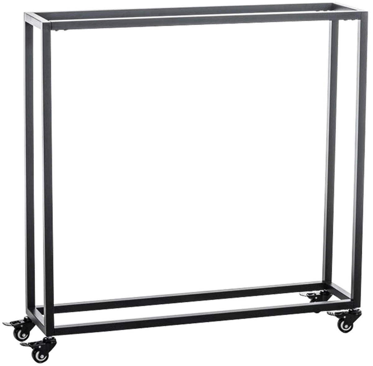 KAMINHOLZREGAL innen Metall BETTA mit Rollen 25x100x100 cm - Schwarz, Metall (100/100/25cm) - DELUKE