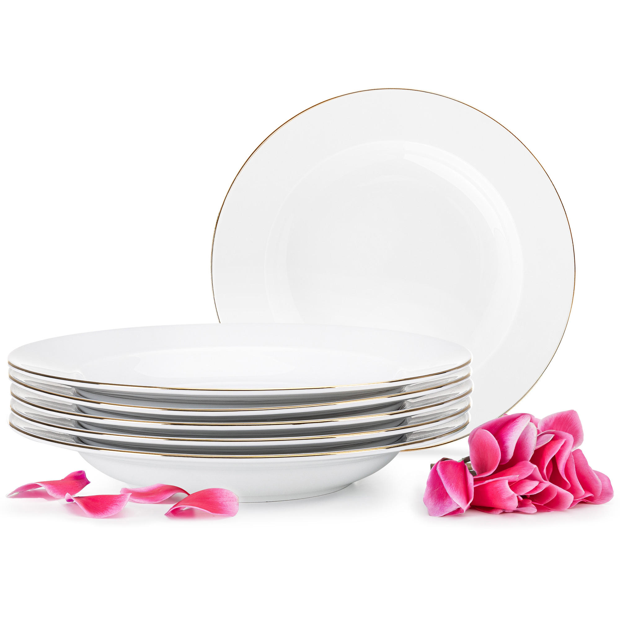 SUPPENTELLER-SET MUSCARI 6-tlg Porzellan, mit gold elementen - Goldfarben, Keramik (22.5cm) - KONSIMO®