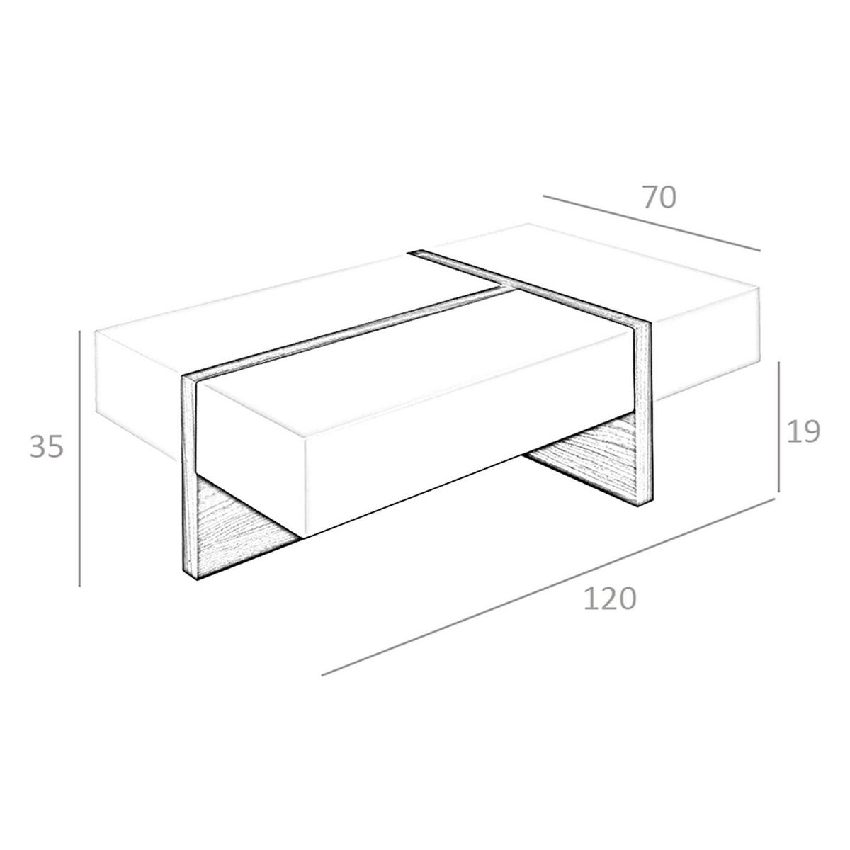 COUCHTISCH Rechteckiger Couchtisch in Weiß und Walnussholz 120/70/35 cm - Nussbaumfarben/Walnussfarben, Holz/Holzwerkstoff (70/120/35cm) - ANGEL CERDA