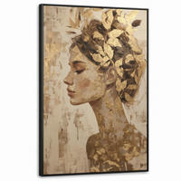 LEINWAND Bilder mit Rahmen - Frau - Gold - Abstrakt - Textur - 80x120 - Goldfarben, Textil (80/120cm) - MuchoWow