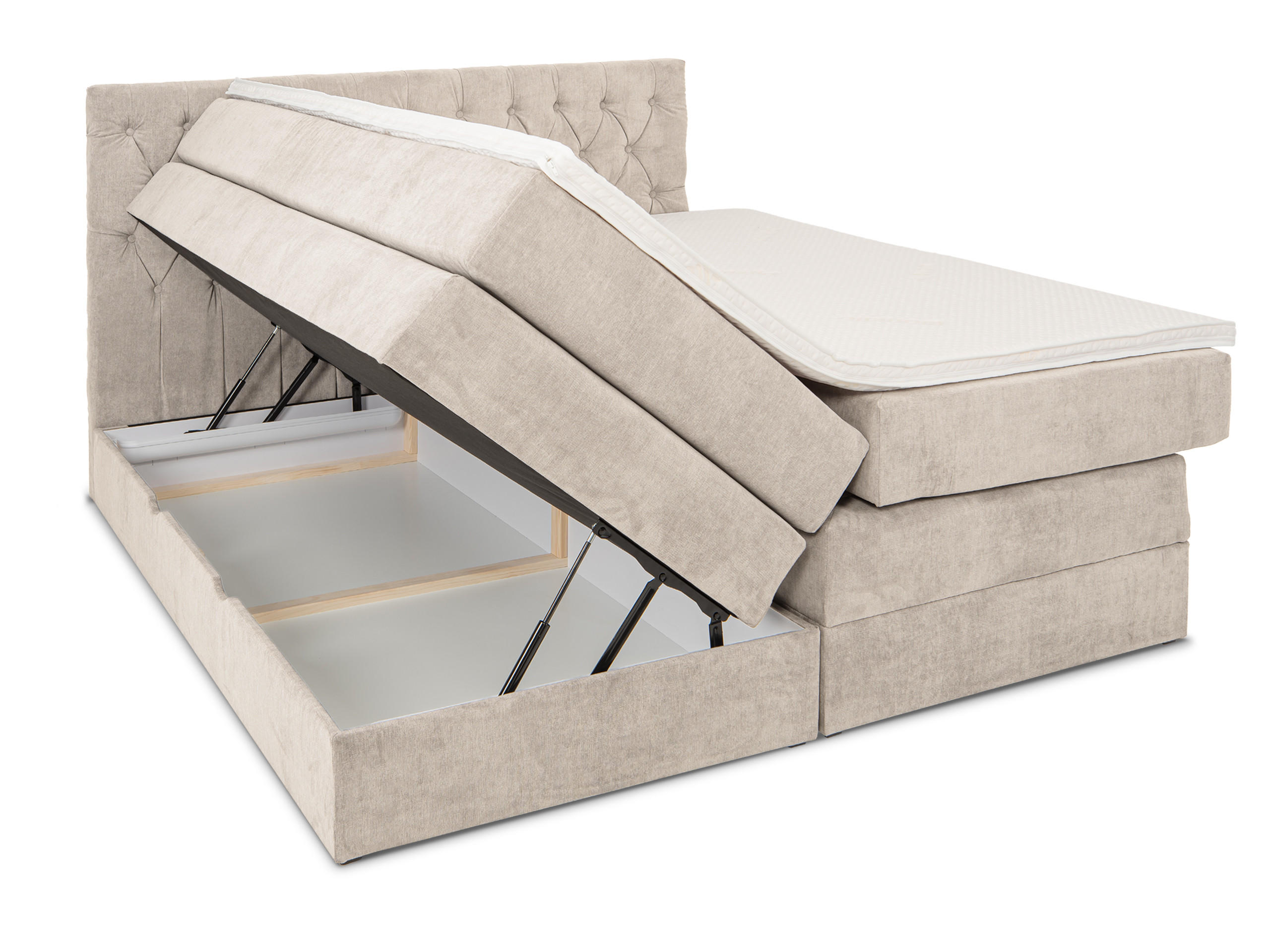 BOXSPRINGBETT Verona Beige 160/200 cm H3/H4 Samt - Beige, Textil (160/200cm) - wonello